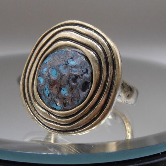 Premier Designs Antique Brass Silver Plated Size 6.5 Flip It Ring Collection - Picture 5 of 6